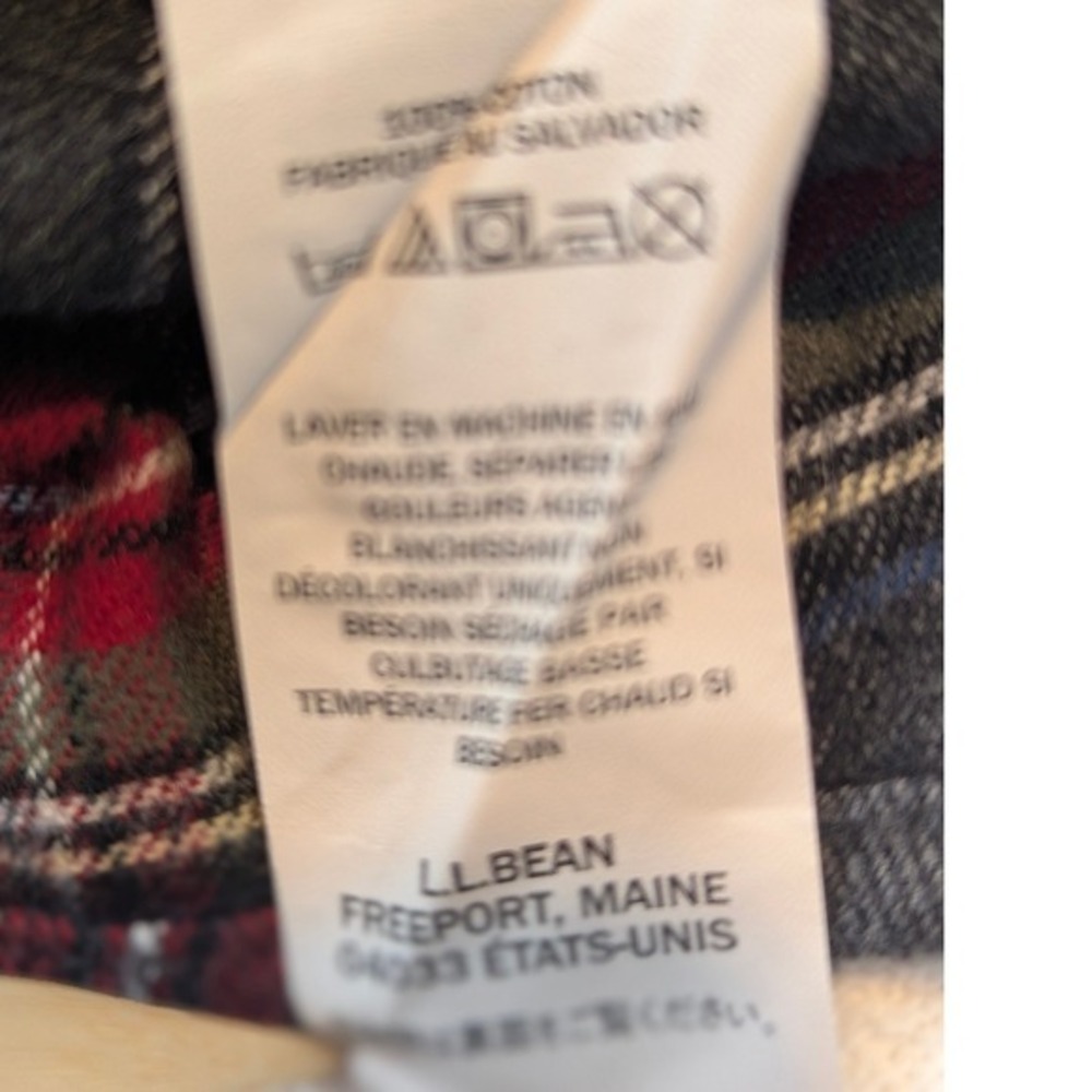 LL Bean Traditional Fit Plaid Flannel Button Down Shirt Men Red Green Gray Work - Picture 12 of 13